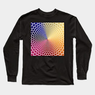 Optical Illusion Angle Gradient on White Long Sleeve T-Shirt